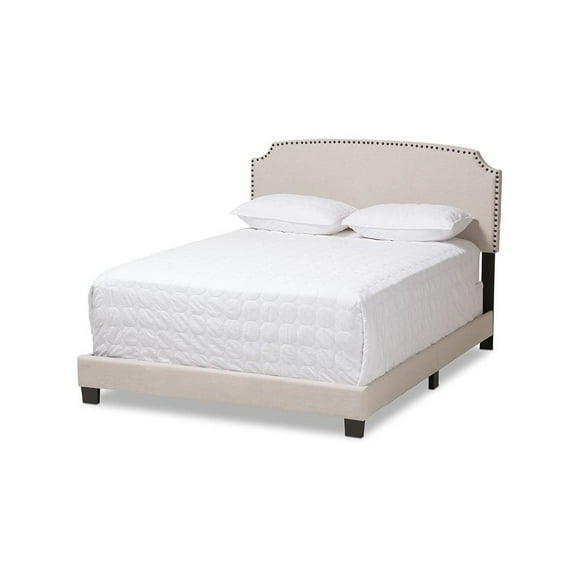 Baxton Studio Odette Modern and Contemporary Light Beige Fabric Upholstered Queen Size Bed