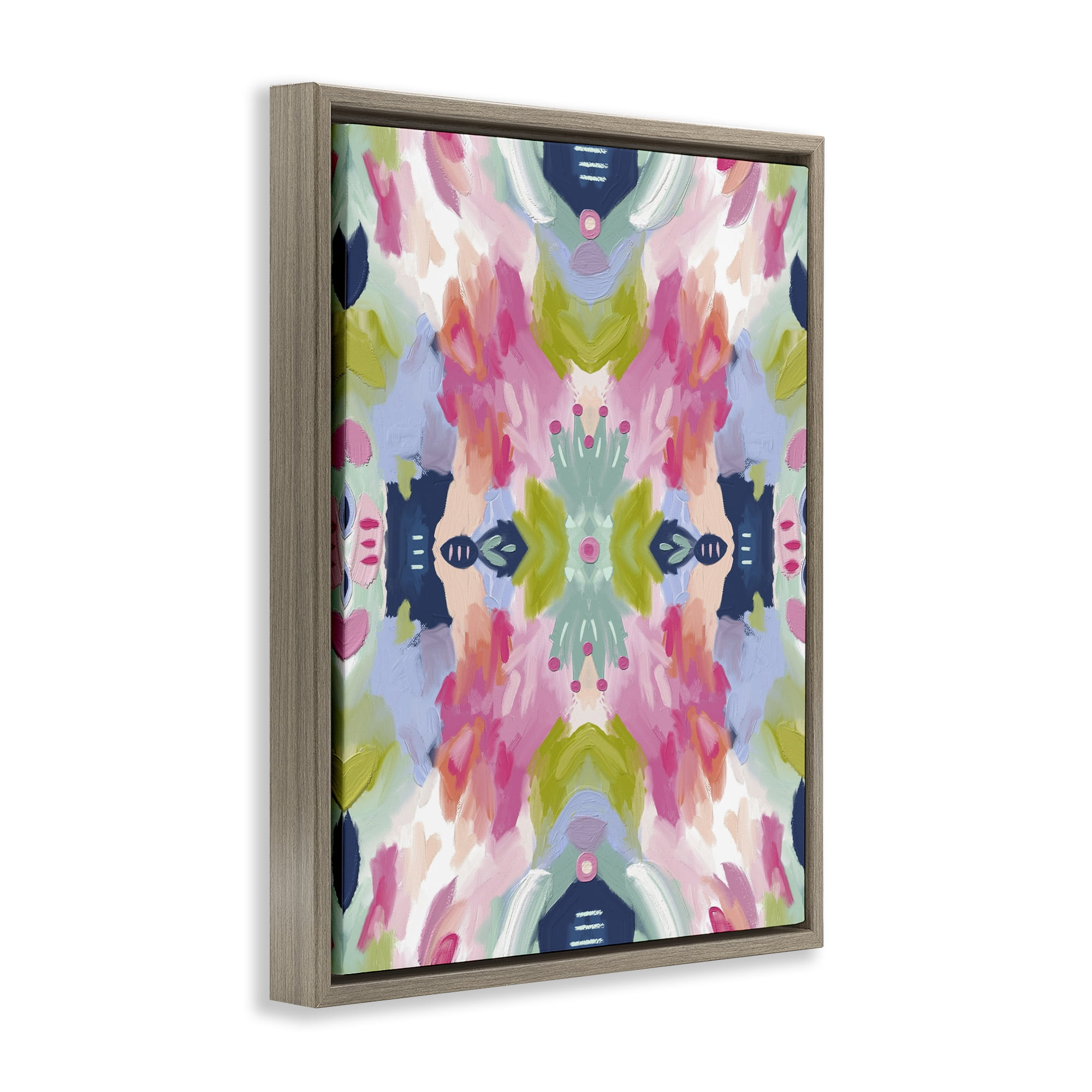 Stupell Industries Kaleidoscopic Floral Mandala Brown Framed Floater Canvas Wall Art, design by Lisa Nohren
