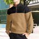 thumbnail image 4 of Ceisia Men's Regular-Fit Stand-Collar Half-Zip Color-Blocked Argyle-Textured Polyester Pullover Gift, 4 of 9