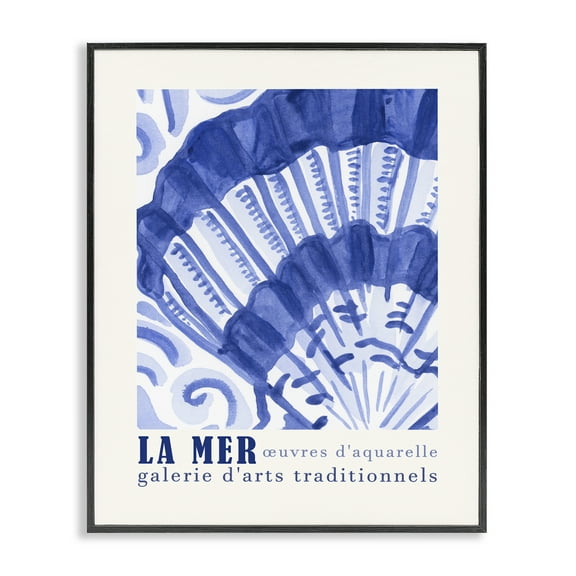 Stupell Industries Nautical Shell Gallery Show Nautical & Beach Painting Black Framed Art Print Wall Art, 11 x 14