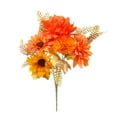 thumbnail image 2 of Yoziaaoa 5 Pcs Vibrant Autumn Harvest Faux Flower Bouquet with Maple Leaf Accents, Thanksgiving Table Centerpiece, 14.17in(Multi-color), 2 of 6