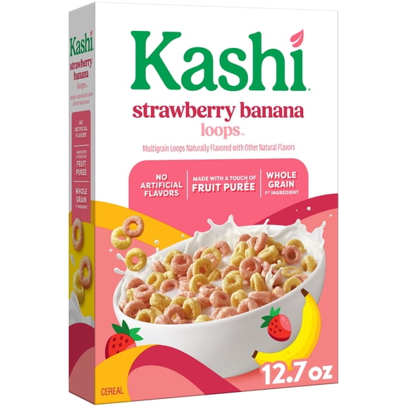 Kashi Breakfast Cereal, Whole Grain, Vegan, Strawberry Banana Smoothie Loops, 12.7oz Box (1 Box)