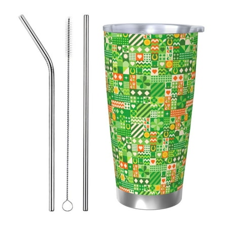 

Goofa St Patrick s Day6 for 20 oz Skinny Tumbler Stainless Steel Coffee Mug Slim Vacuum Insulated Travel Cup Car Cup-Straw Three-piece Set