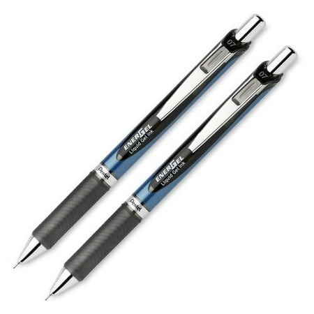 UPC: 0072512203361 | Pentel EnerGel RTX Liquid Gel Pens Medium Pen Point – 0.7 mm Pen Point Size – Needle Pen Point Style – Refillable – Retractable – Black Gel-based Ink – Blue Barrel – Stainless Steel Tip – 2 / Pack