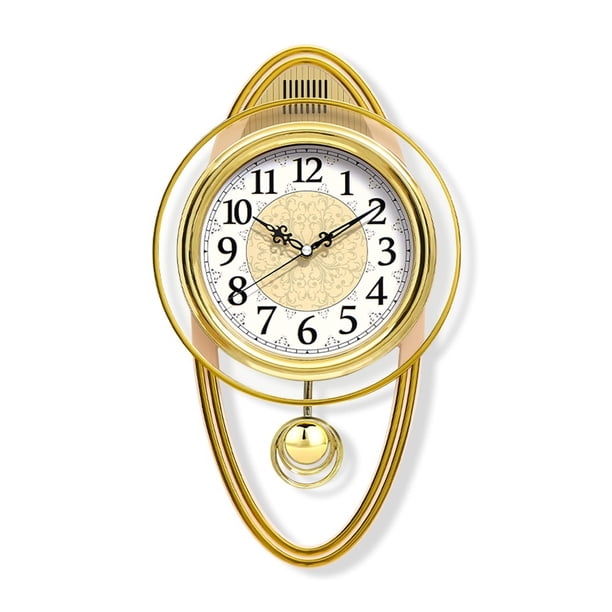 Reloj de pared de cuarzo silencioso for sala de estar, sencillo y elegante, con decoración de pared for dormitorio, reloj de pared oscilante retro europeo