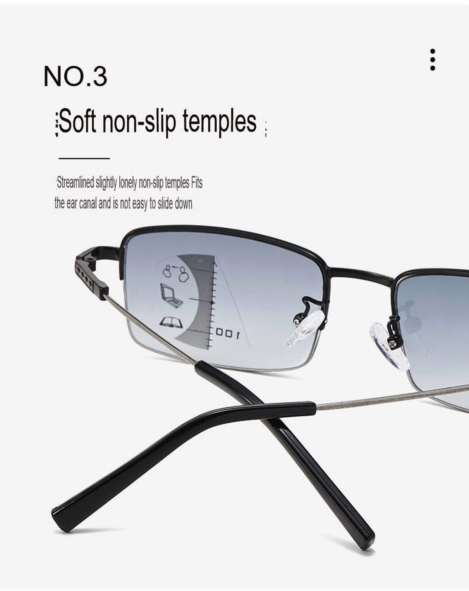 Progressive Photochromic Reading Glasses for Men Blue Light Blocking Multifocus Lens Computer Readers Near Far Vision Magnification 1.5x,Gold
