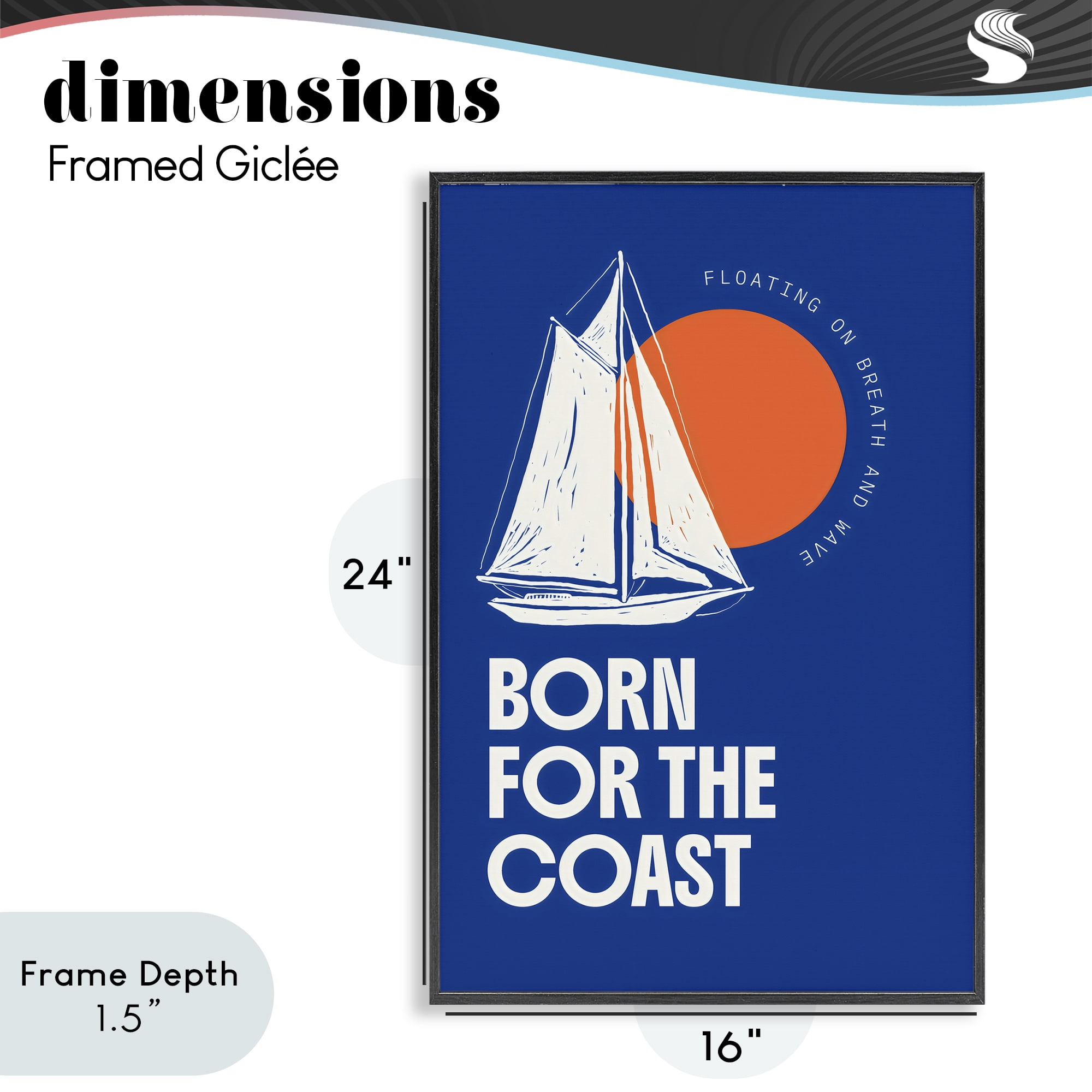 Stupell Industries Born For The Coast Black Framed Giclee Art, design by Creative Studio