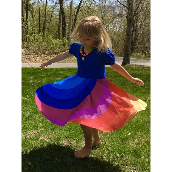 Little Dress Shoppe, LLC Rainbow Twirly Dress, Female Toddler Knee Length Frock Dress