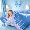 thumbnail image 3 of meiyoeat Ice Sequin Print Monogram T Twin Comforter Sets,Blue Bowknot Initial Aesthetic Bedding Set For Girl,Colorful Stars Reversible,2-Piece,1 Comforter and 1 Pillowcase, 3 of 7
