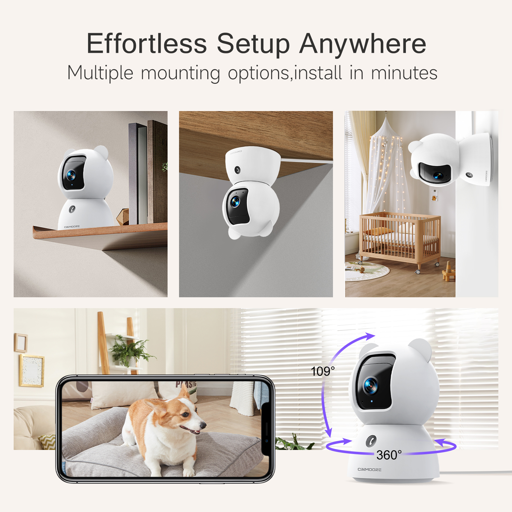 CiNMOORE 2.5K Security Camera with AI Detection & Color Night Vision photo 4