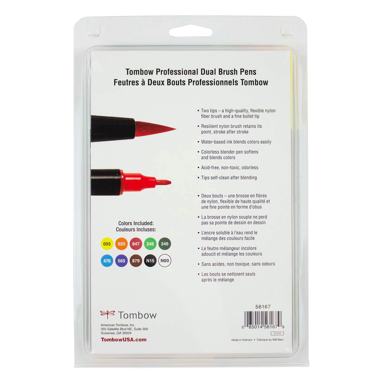 Tombow Primary Palette Dual Brush Pen Set, 6 Packs: 10 ct. (60 total)