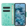 thumbnail image 6 of for Google Pixel 9 / 9 Pro Case Wallet,Women Flip Folio Kickstand Cover with Credit Card Holders Emboss Butterfly Flower PU Leather Purse Wrist Strap Shockproof Case for Google Pixel 9 / 9 Pro,Mint, 6 of 9