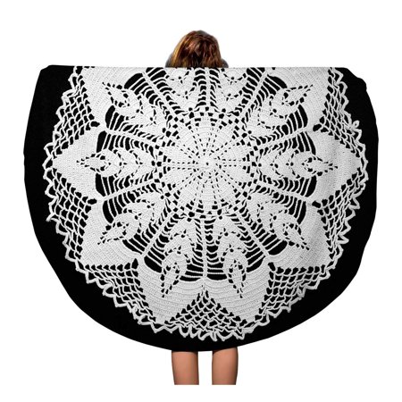 SIDONKU 60 inch Round Beach Towel Blanket Ceyiz Traditional Lace Work Crafts Dantel Decorating Doily Elegant Travel Circle Circular Towels Mat Tapestry Beach Throw