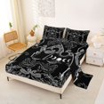 thumbnail image 2 of Castle Fairy Boho Skeleton King Sheets 4pcs,Spooky Rose Moonphase Bedding,White Black,1 Fitted Sheet,1 Flat Sheet and 2 Pillowcases, 2 of 6