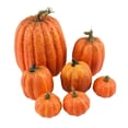 thumbnail image 3 of Mskk 7Pcs Faux Pumpkin Set Halloween Decoration, Orange Pumpkin Ornaments, Artificial Foam Pumpkins Outdoor Decor for Halloween Home Decorations, 3 of 8