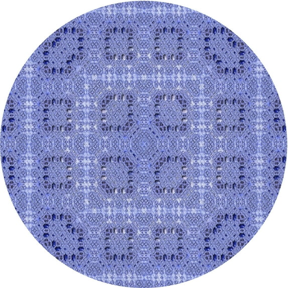 Ahgly Company Indoor Round Patterned Denim Blue Area Rugs, 5' Round