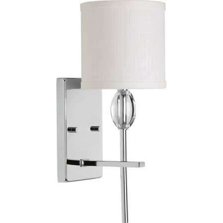 

Status Collection One-Light Polished Chrome Off-White textured Fabric Shade Coastal Bath Vanity Light