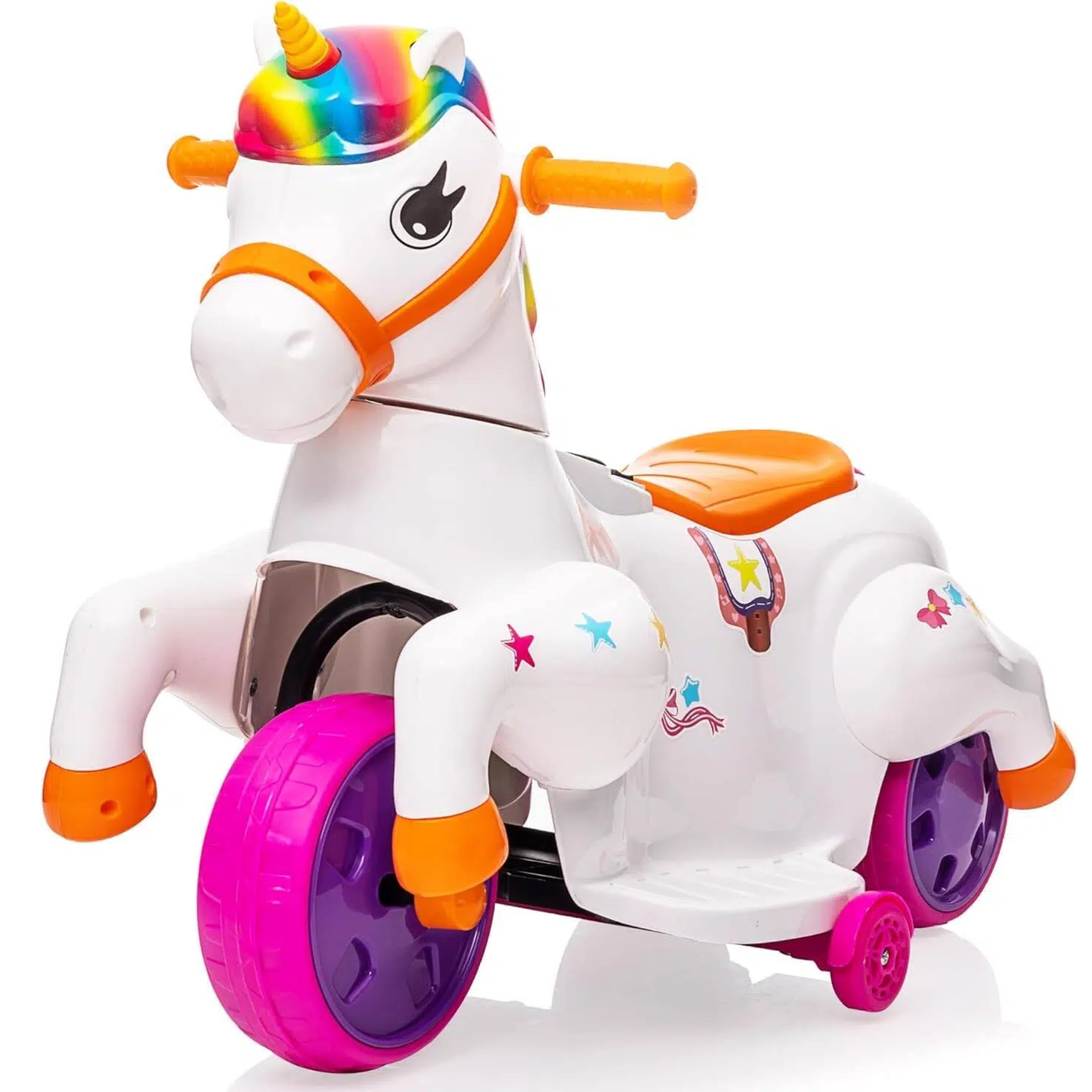 TRANSLINK 12V Unicorn Ride on Car Toys Music Up and Down Pony Electric Car for Kids Xmas Birthday Gifts Present Boys Girls Toys Ages 2-6