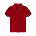 thumbnail image 5 of Boys Uniform Polo Shirts Short Sleeve Collared Back to School Clothes | Fall Winter Casual Slim Fit Athletic Tops, Tees & Shirts Button Up Golf Shirts Kids Outdoor Wear Red,5-6 Years, 5 of 7