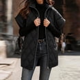 thumbnail image 5 of Vdgthytj Puffer Vest Women Full Zip Stand Collar Diamond Quilted Mid-Length Short Sleeve Gilet Winter Warm Casual Outerwear with Pockets(3X-Large,Black), 5 of 7