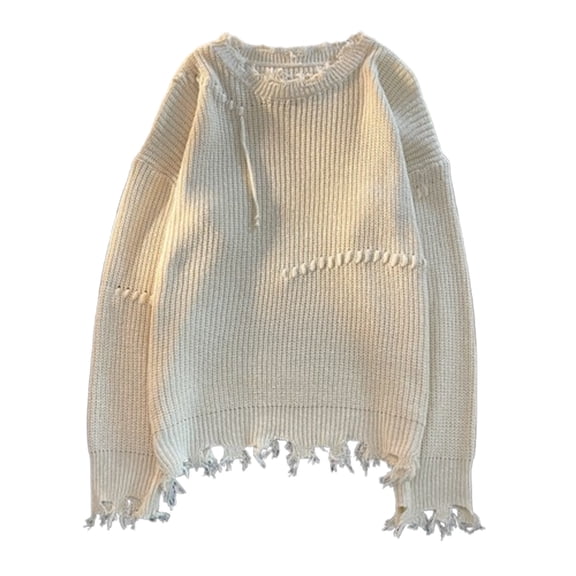 VISALY Pullover Crewneck Sweatshirt Knit Sweater Pullovers Knit Sweater Solid Color Patchwork Plain Loose Fit Korean Autumn Clothes Crochet Sweaters Long Sleeve Pullover Sweaters Beige L