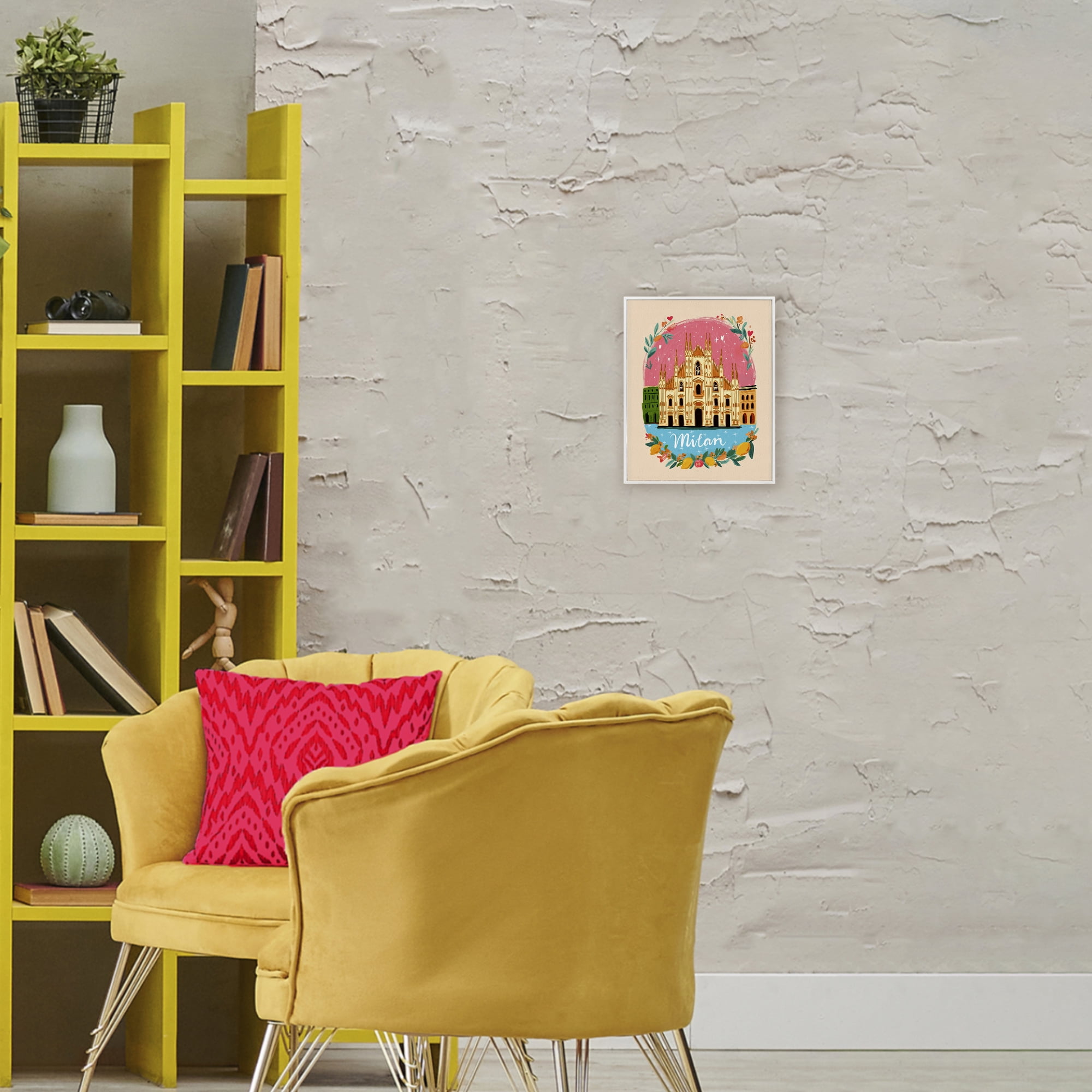 Floral Bordered Milan White Framed Giclee Art, design by Yen