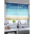 thumbnail image 3 of Sheer Curtains 45 Inches Long, Blue Beige Ombre Light Filtering Window Curtains for Living Room, Coastal Nautical Summer Beach Wave Rod Pocket Voile Sheer Curtain Drapes, 52"W x 45"L, 2 Panels, 3 of 8