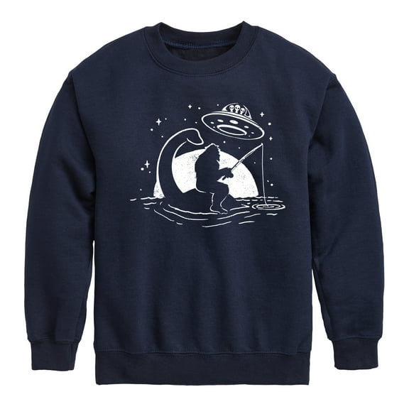 Instant Message - Sasquatch Nessy UFO - Toddler & Youth Crewneck Fleece Sweatshirt