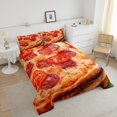 thumbnail image 3 of Pepperoni Pizza Comforter Set Full Adults,Funny Realistic Food Bedding Set Bedroom Decor,Cheese Pizza Bedding Comforter Sets Sausage Pizza Quilt Bed Set Novelty Gifts 3Pcs, 3 of 5