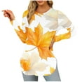 thumbnail image 2 of Yteetum Women's Crewneck Long Sleeve Shirts, Fall Casual Maple Leaf Print Loose Soft Tunic T-Shirts for Womens Round Neck Poullover Basic Tee Blouse Tops, Fall and Winter Base Layer Shirts, 2 of 3
