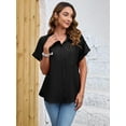 thumbnail image 2 of HOWCOME Womens Button Down Shirt Casual Short Sleeve Shirt Work Blouse with Pocket(Black,XX-Large), 2 of 5