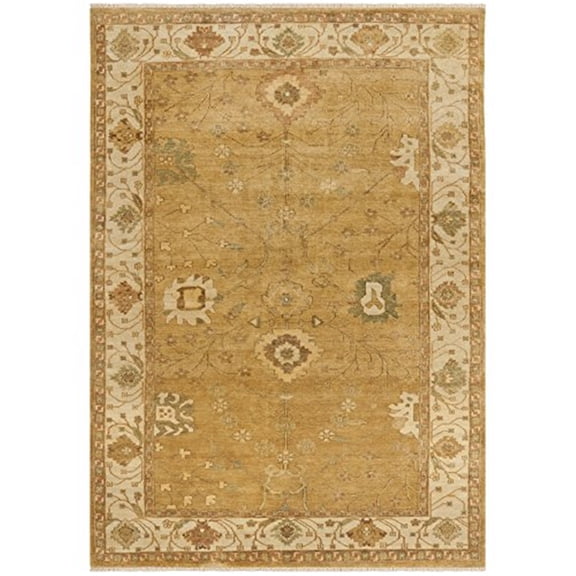 Traditional Rug - Oushak Wool Pile -Gold/Ivory-Color:Gold/Ivory,Design:Traditional,Shape:Large Rectangle,Size:12'L x 9'W