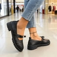 thumbnail image 3 of Miluxas Mary Jane Shoes Women Leather Round Toe Flats Non-Slip Buckle Strap Comfort Casual Dressy Party Shoes Black 9(42), 3 of 8
