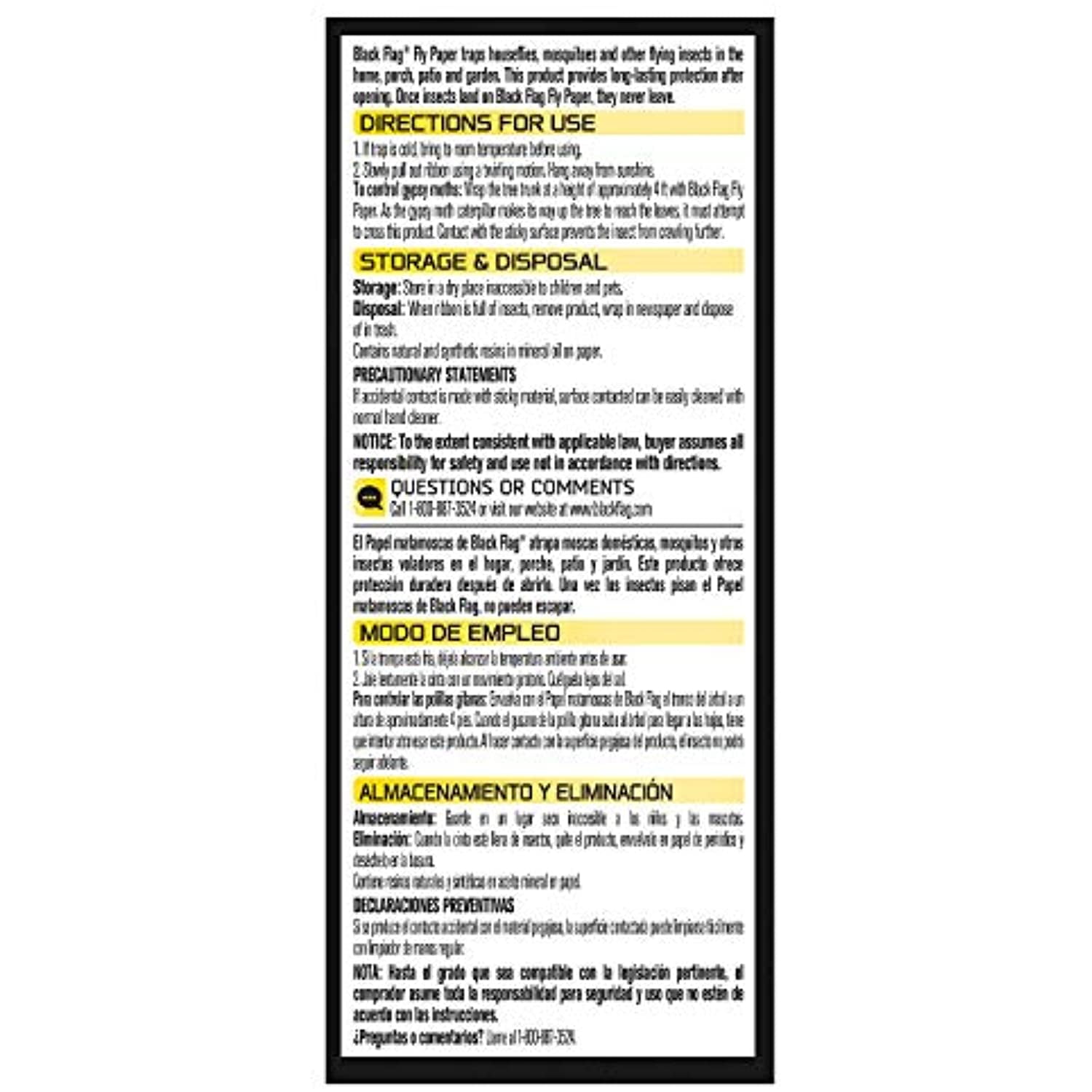 Black Flag Fly Paper 4 Traps, Catches All Flying Insects