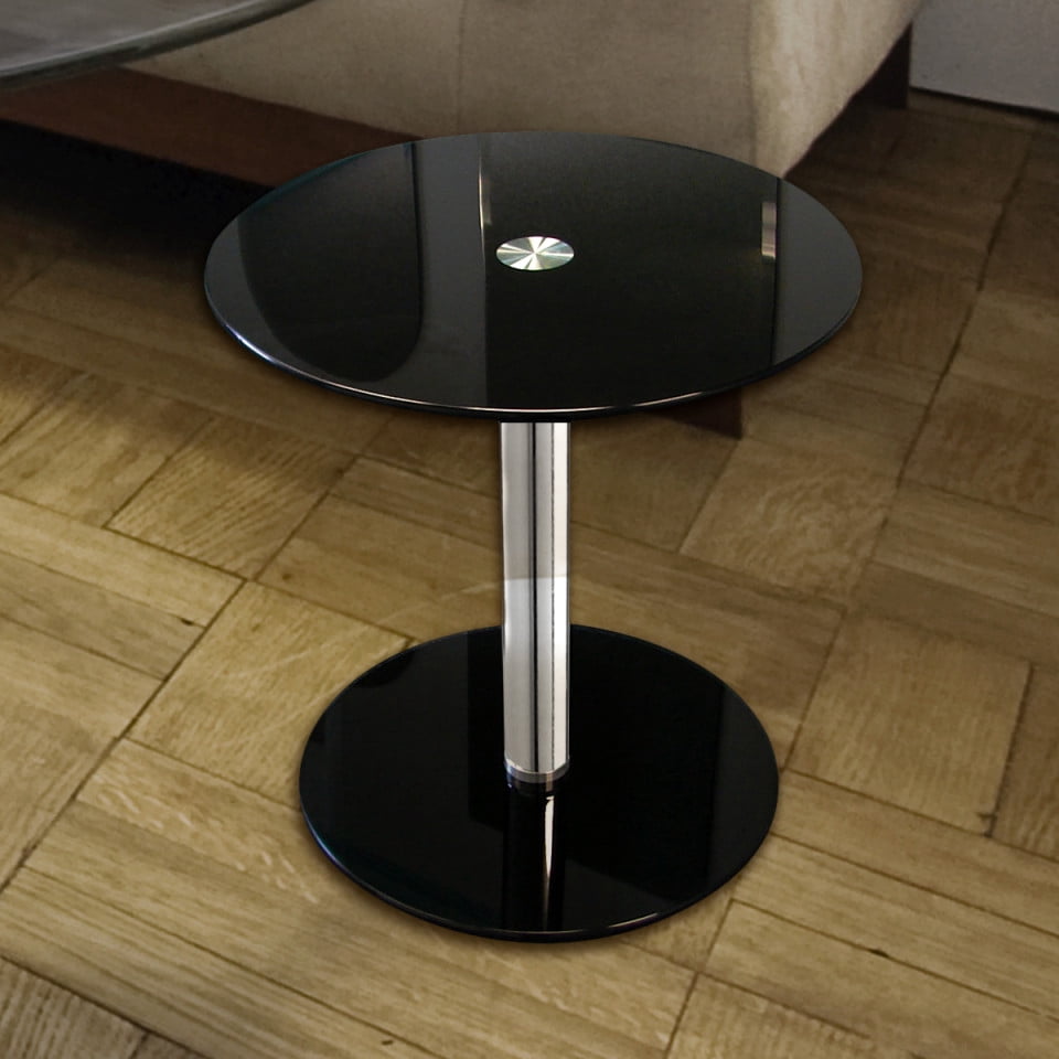 17 1 2 Inch Black Round Modern Glass Side Table With 17 3 4 Inch Height Walmart Com Walmart Com