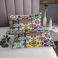 thumbnail image 3 of Colorful Mexican Style Twin Quilt Set,Retro Talavera Tile Bedding Set for Kids Adults Room Decor,Exotic Boho Bedspread Set Patchwork Floral Print Quilts Bed Set 2Pcs, 3 of 5