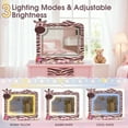 thumbnail image 4 of Kids Vanity Set with Mirror, Zebra Pattern Kids Table and Chairs with Three-Color Adjustable LED, Girls Vanity for Toddler 3-6 Years, Pink, 4 of 10