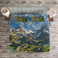 thumbnail image 3 of Ambesonne Nature Quilted Bedspread Set 3 Pcs, Snowy Mountain Lake, Queen Size, Multicolor, 3 of 3