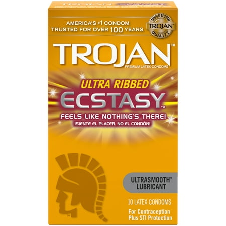 TROJAN Ultra Ribbed ECSTASY Condoms, 10 Count