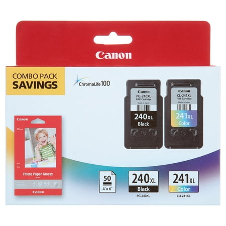 Canon - PG-240XL/CL-241XL 2-Pack High-Yield Ink Cartridges + Photo Paper - Black/multicolor