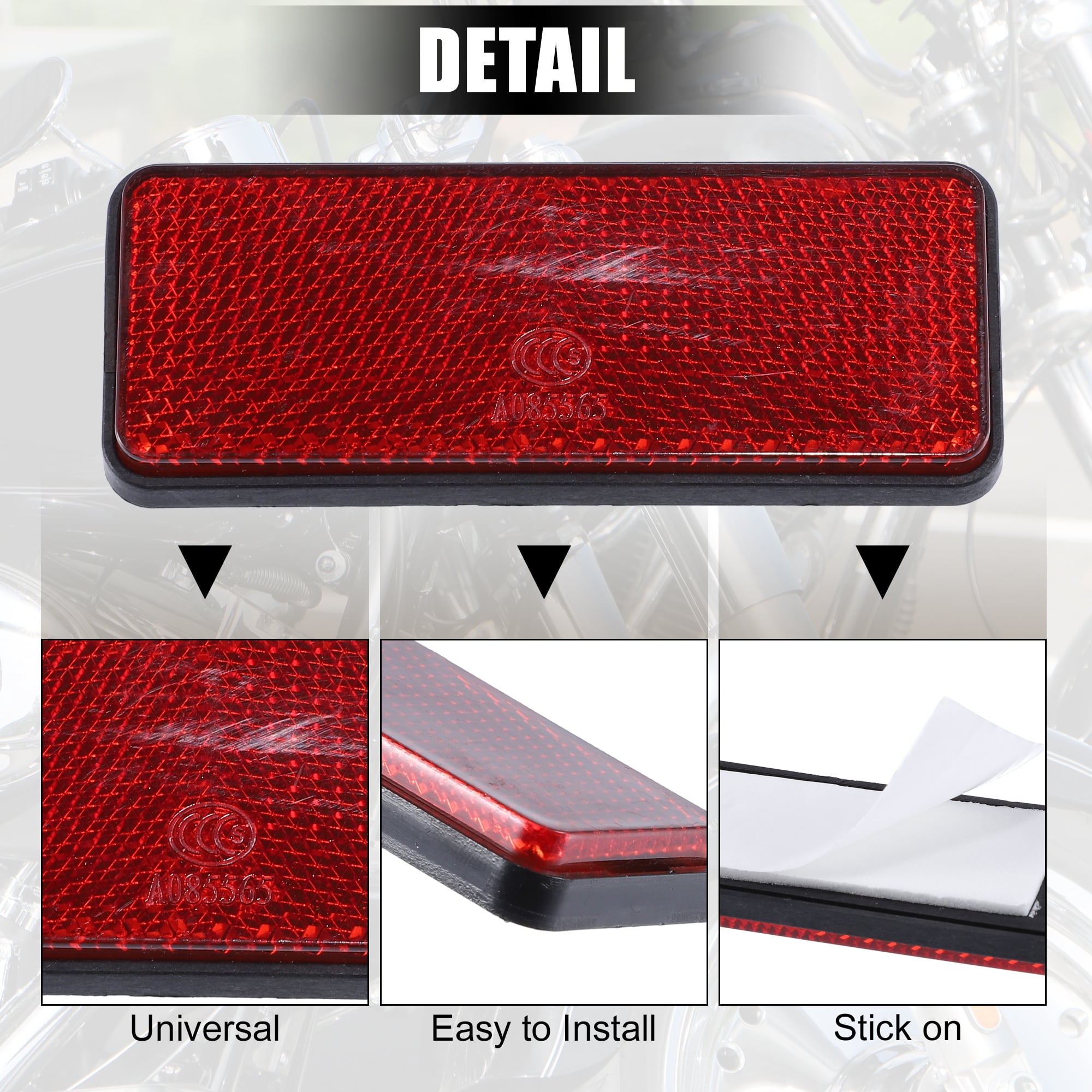 Unique Bargains 4Pcs 87x32mm Plastic Universal Reflective Warning Reflector Red