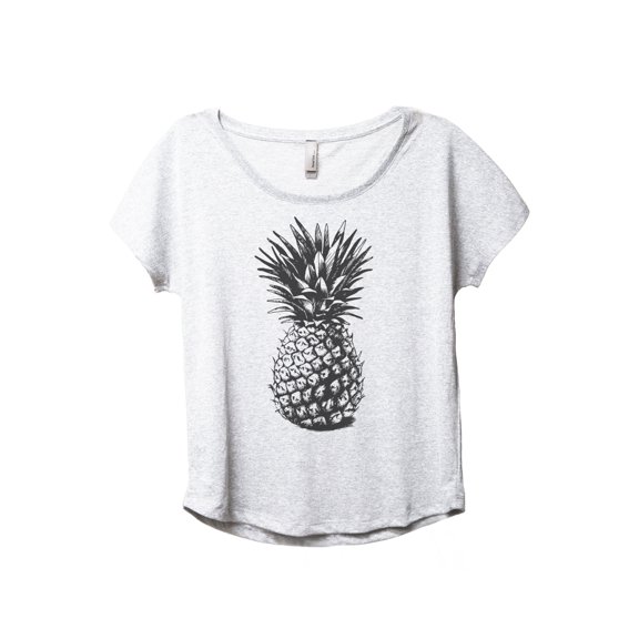 Pineapple Sketch Women's Fashion Slouchy Dolman T-Shirt Tee Heather White Medium