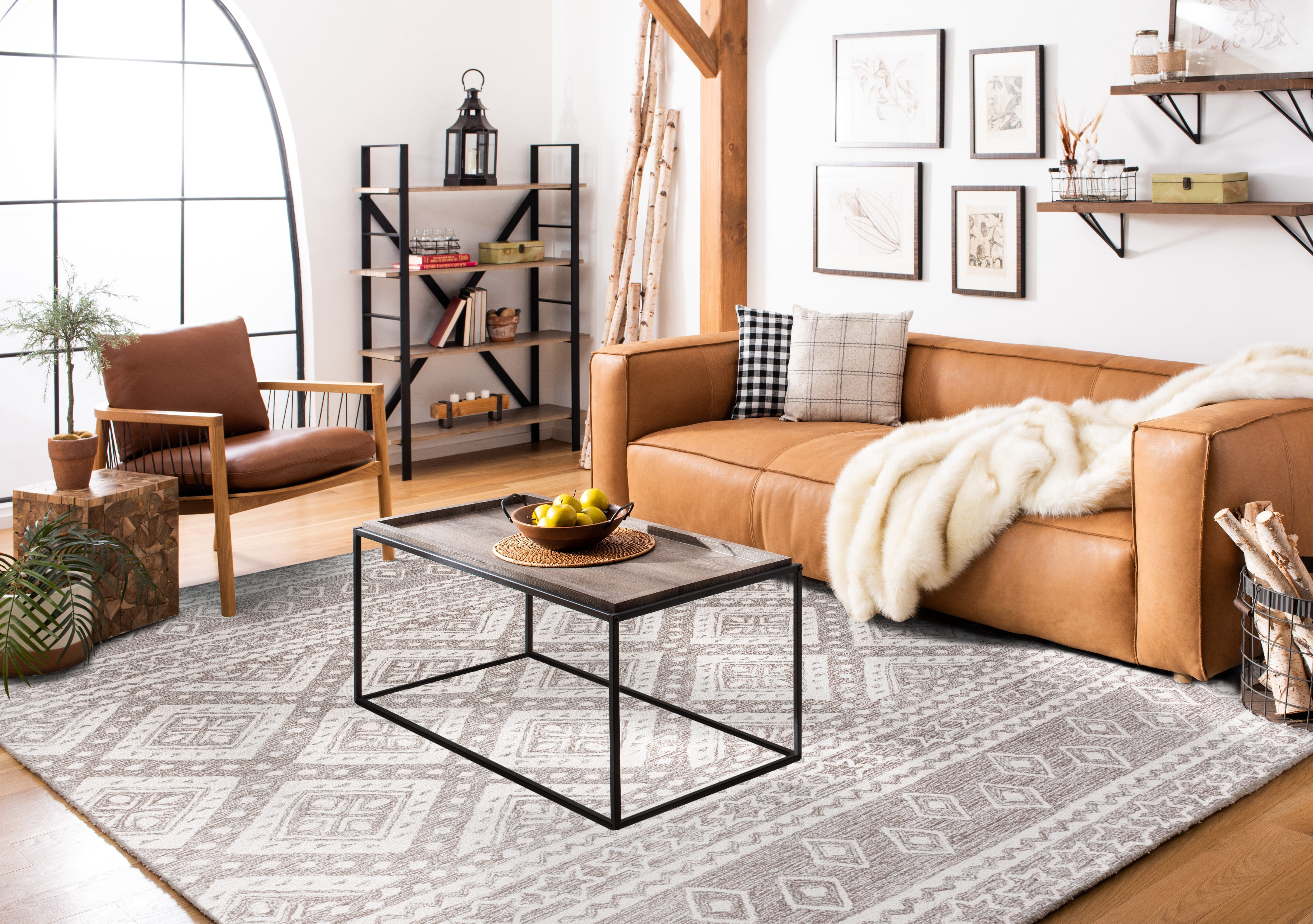 SAFAVIEH Micro-Loop Regis Geometric Area Rug, Dark Grey/Ivory, 6' x 9'