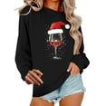 thumbnail image 2 of Xdegoge Christmas Sweatshirt Women Crew Neck Long Sleeve Tops Xmas Wine Glass Graphic Shirts Loose Fit Festive Tops for Women Christmas Sweater for Women, Black 3XL, 2 of 6