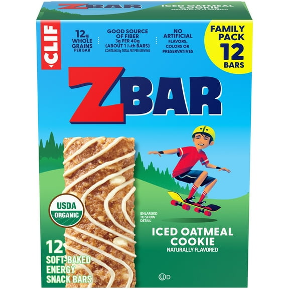 Pack Of 2 Clif Kid ZBar Energy Snack Bars - Iced Oatmeal Cookie - 12 ct (Packaging May Vary)