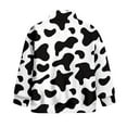 thumbnail image 5 of Uorisanigo Girls Half Zip Collar Sweatshirts Black and White Cow Print Long Sleeve Lapel Zipper Sweatshirt No Hood Quarter Zipper Hoodies Fall Trendy Winter Clothes Essentials Athletic Top, 5 of 7
