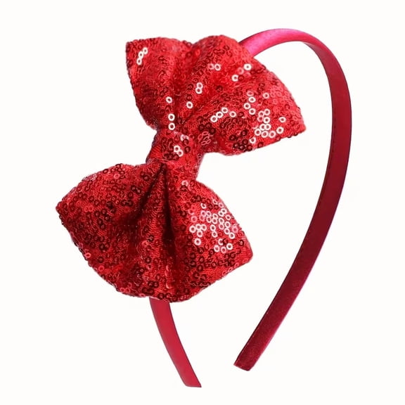 Sequin Bow Headband 5-Inch Shiny Glitter Hair Accessory for Women Girls