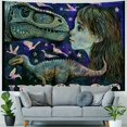 thumbnail image 4 of Orinice Dinosaur Girl Love Tapestry Wall Hanging Unique Style Graphic Tapestries Home Wall Decor Art for Living Room Bedroom Apartment Farmhouse Dorm 50x40inch, 4 of 6