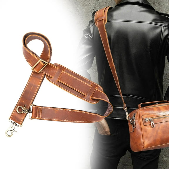 BLESIYA Leather Bag Strap Cross Body Strap Durable Fashion Shoulder Bag Strap with Metal Brown