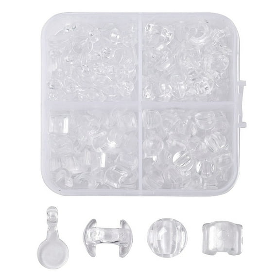 1 box 24G 4 styles Acrylic Base for Hair Tie Making Cabochon Base for Ponytail Holder Elastic Hair Band Blanks DIY Hair Accessories Clear 7~16x6~11x4~6.5mm 6g/style